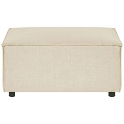 Wyld and Coco Beige Faux Linen Square Ottoman Modern Footstool - thumbnail 5