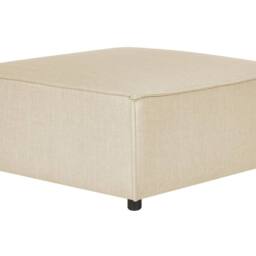 Wyld and Coco Beige Faux Linen Square Ottoman Modern Footstool - thumbnail 2