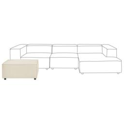 Wyld and Coco Beige Faux Linen Square Ottoman Modern Footstool - thumbnail 4