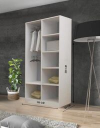 RAC3 Sliding Mirror Wardrobe with Drawers - Modern Bedroom Storage 100 cm in White - thumbnail 2