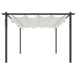 Berkfield Home Sturdy Garden Gazebo with Retractable Roof 4x3 m Cream - thumbnail 4