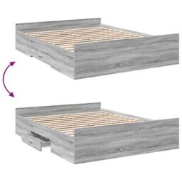 Berkfield Home Modern Bed Frame with Drawers without Mattress Grey Sonoma 140x200 cm - thumbnail 7