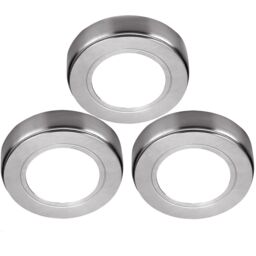 Loops 3x BRUSHED NICKEL Round Surface or Flush Under Cabinet Kitchen Light Kit - 240V Mains Powered - Natural White LED in Metallics - thumbnail 5