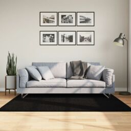 Berkfield Home Rug HUARTE Short Pile Soft & Washable Black 120x170 cm - Size: Medium - thumbnail 1