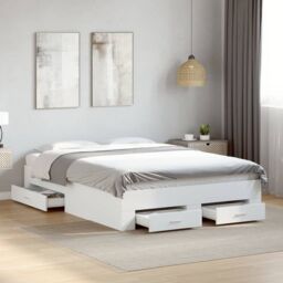 Berkfield Home Bed Frame with Drawers without Mattress White 120x200 cm - Size: Small Double - thumbnail 1