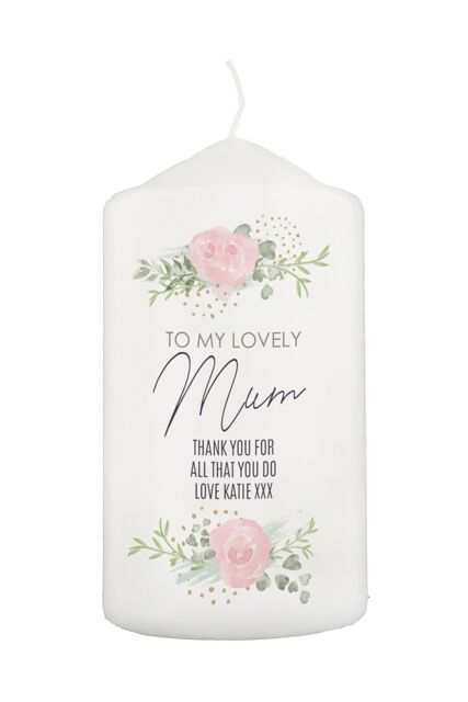 Personalised Memento Company Women's Personalised Abstract Rose Pillar Candle in Off-White - image 1