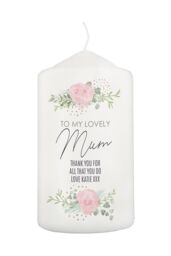Personalised Memento Company Women's Personalised Abstract Rose Pillar Candle in Off-White - thumbnail 1