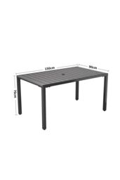 Living and Home Wood Effect Outdoor Garden Dining Table in Grey - thumbnail 6