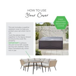 FurnitureboxUK Seychelles 9 Seater Outdoor Garden Sofa Set - PE Rattan & Wood Effect Garden Sofa & Table - 5 Seater Corner Sofa, 2 benches, Garden - thumbnail 9