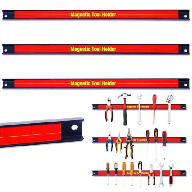 "Nordara 3x18"" Heavy Duty Magnetic Tool Bar Storage Holder Rack in Red - Size: 10000mm x 520mm" - image 1