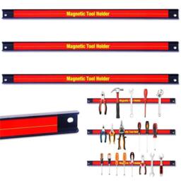 "Nordara 3x18"" Heavy Duty Magnetic Tool Bar Storage Holder Rack in Red - Size: 10000mm x 520mm"