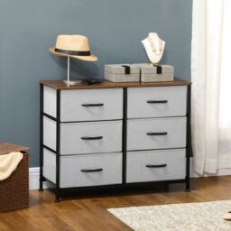 HOMCOM of Drawers Cloth Organizer with Fabric Drawers Steel Frame for Bedroom in Grey