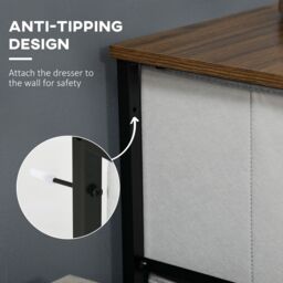 HOMCOM of Drawers Cloth Organizer with Fabric Drawers Steel Frame for Bedroom in Grey - thumbnail 5