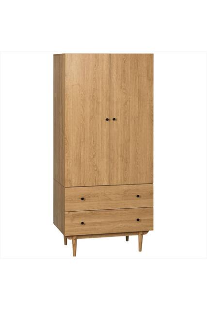 ERGOVEXA Wardrobe with 2 Doors, 2 Drawers, 80x52x180cm, Natural - Size: 80 x 52 x 180 cm - image 1