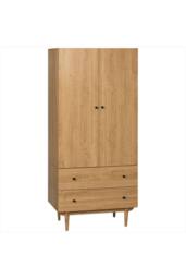 ERGOVEXA Wardrobe with 2 Doors, 2 Drawers, 80x52x180cm, Natural - Size: 80 x 52 x 180 cm