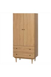 ERGOVEXA Wardrobe with 2 Doors, 2 Drawers, 80x52x180cm, Natural - Size: 80 x 52 x 180 cm - thumbnail 3