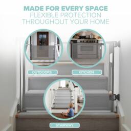 Kidoola Retractable Baby Gate, Doorway Safety Gate for Toddlers/Pets, 86x140cm in Grey - Size: 86x140 cm - thumbnail 7