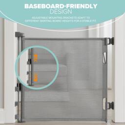 Kidoola Retractable Baby Gate, Doorway Safety Gate for Toddlers/Pets, 86x140cm in Grey - Size: 86x140 cm - thumbnail 9