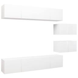 Berkfield Home Modern 6 Piece TV Cabinet Set White Engineered Wood - thumbnail 3