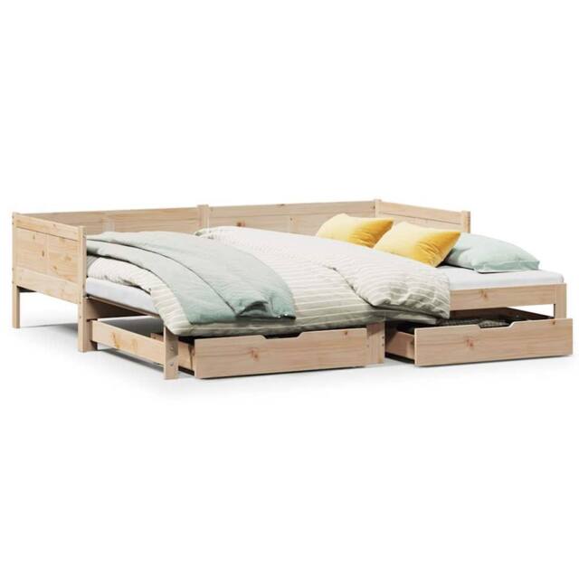 Berkfield Home Daybed with Trundle & Drawers without Mattress 80x200 cm in Light Tan - image 1