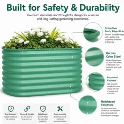VOGREX Galvanized Raised Garden Bed Heavy Duty Steel Planter in Green - thumbnail 4