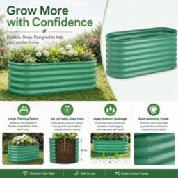 VOGREX Galvanized Raised Garden Bed Heavy Duty Steel Planter in Green - thumbnail 5