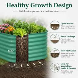 VOGREX Galvanized Raised Garden Bed Heavy Duty Steel Planter in Green - thumbnail 6
