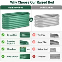 VOGREX Galvanized Raised Garden Bed Heavy Duty Steel Planter in Green - thumbnail 3