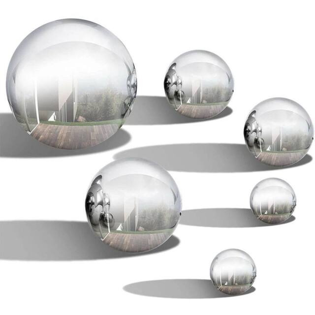 SPETLEK 6Pcs Gazing Ball Outdoors Garden Steel Mirror Sphere Decor in Silver - Size: 0.6m2 - image 1