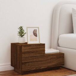Berkfield Home Bedside Cabinet with LED Lights Brown Oak 70x36x40.5 cm - thumbnail 3