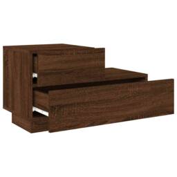 Berkfield Home Bedside Cabinet with LED Lights Brown Oak 70x36x40.5 cm - thumbnail 6