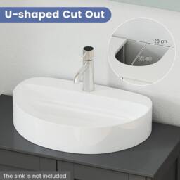 Costway 60 cm Pedestal Sink Bathroom Vanity Cabinet Under Sink Cabinet in Grey - thumbnail 6