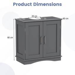 Costway 60 cm Pedestal Sink Bathroom Vanity Cabinet Under Sink Cabinet in Grey - thumbnail 2