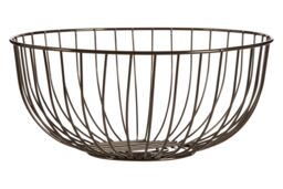 Orsina Round Black Nickel Finish Fruit Basket, Stylish Wire Bowl For Storing & Displaying Fresh Fruit, Durable