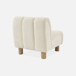 sweeek Wooden Armchair With Rounded Legs In Boucle Fabric in Cream - thumbnail 2