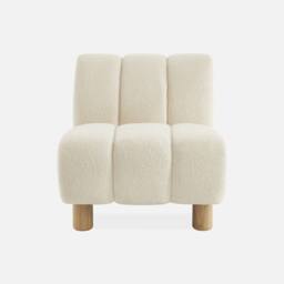 sweeek Wooden Armchair With Rounded Legs In Boucle Fabric in Cream - thumbnail 3
