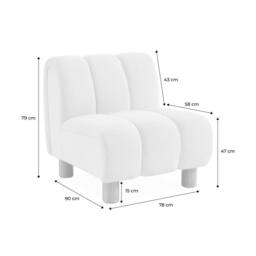 sweeek Wooden Armchair With Rounded Legs In Boucle Fabric in Cream - thumbnail 5