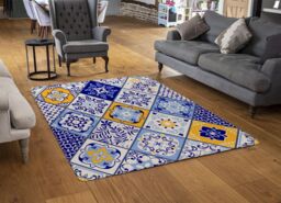 Benjamin Tate Design Turkish Style Azulejos Tiles Rug in Natural - Size: Large - thumbnail 2