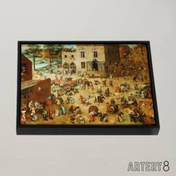 "Artery8 Pieter Bruegel The Elder Childrens Games Framed Canvas Wall Art Print in Brown - Size: W12"" x H16""" - thumbnail 2