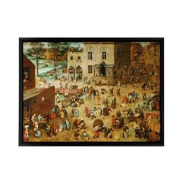 "Artery8 Pieter Bruegel The Elder Childrens Games Framed Canvas Wall Art Print in Brown - Size: W12"" x H16""" - thumbnail 1