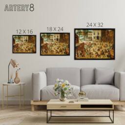 "Artery8 Pieter Bruegel The Elder Childrens Games Framed Canvas Wall Art Print in Brown - Size: W12"" x H16""" - thumbnail 4