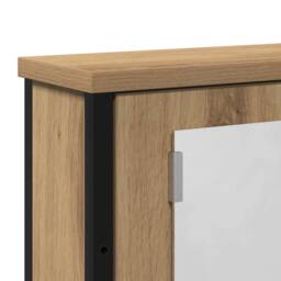 Berkfield Home Sturdy Bathroom Mirror Cabinet Artisan Oak 42x12x60 cm Engineered Wood in Brown - Size: 42 x 12 x 60 cm - thumbnail 8