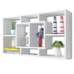 Berkfield Home Floating Wall Display Shelf 8 Compartments White - thumbnail 3
