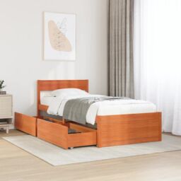 Berkfield Home Bed Frame without Mattress Wax Brown 75x190 cm Small Single Solid Wood Pine - thumbnail 1