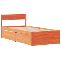 Berkfield Home Bed Frame without Mattress Wax Brown 75x190 cm Small Single Solid Wood Pine - thumbnail 3