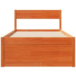 Berkfield Home Bed Frame without Mattress Wax Brown 75x190 cm Small Single Solid Wood Pine - thumbnail 4