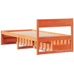 Berkfield Home Bed Frame without Mattress Wax Brown 75x190 cm Small Single Solid Wood Pine - thumbnail 6