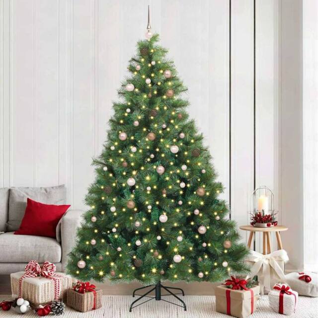 Berkfield Home Artificial Christmas Tree with 300 LEDs Green 240 cm PE & PVC - image 1