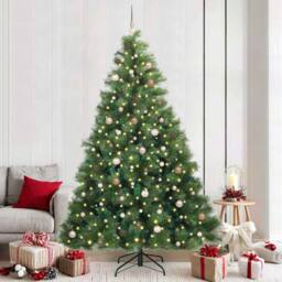 Berkfield Home Artificial Christmas Tree with 300 LEDs Green 240 cm PE & PVC - thumbnail 1