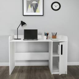 Destina Home Luses Computer Desk with Cabinet in White - Size: 1 Pack - thumbnail 3